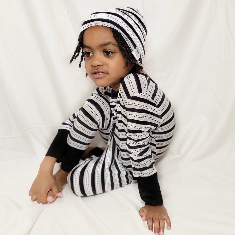 Beanie in Striped Onyx | Bamboo Viscose