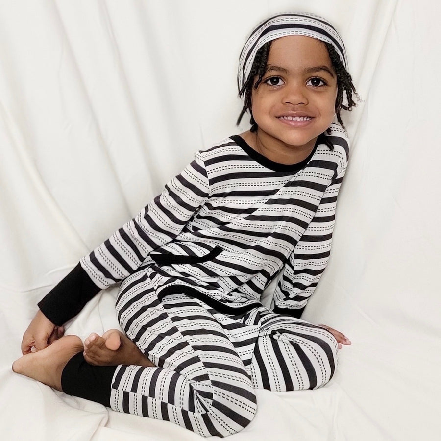 Beanie in Striped Onyx | Bamboo Viscose