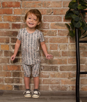 Front Opening Shortie Romper in Green Arrows