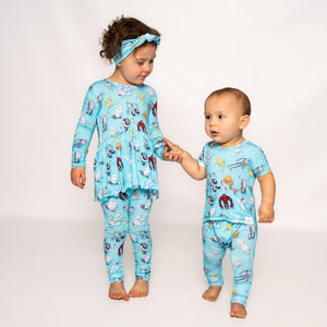 Front Opening Twirl Romper in Robots | Bamboo Viscose