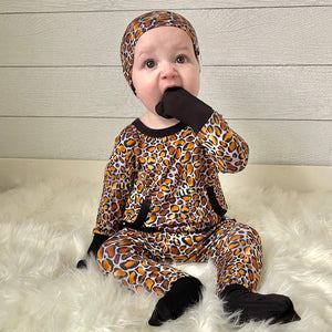 Front Opening Romper in Leopard King | Bamboo Viscose