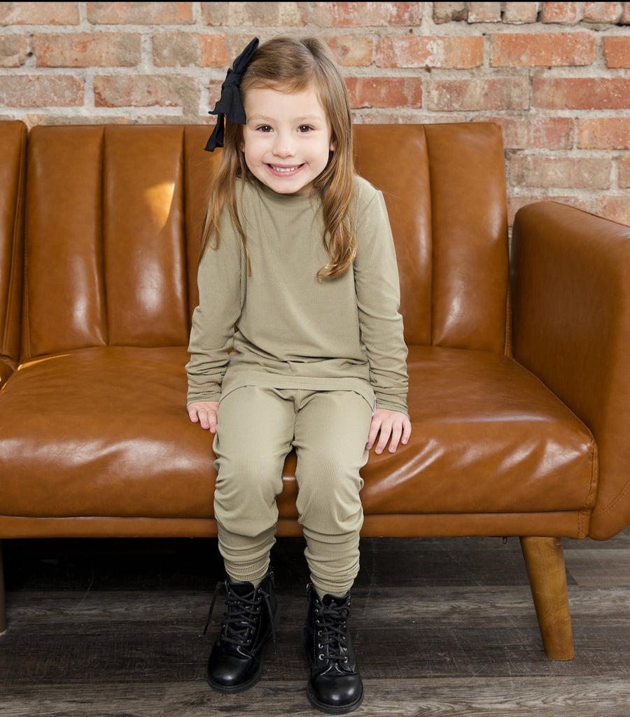 2 pc Loungewear Set in Moss | Ribbed Bamboo Viscose