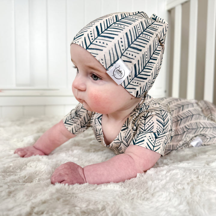 Beanie in Green Arrows | Bamboo Viscose
