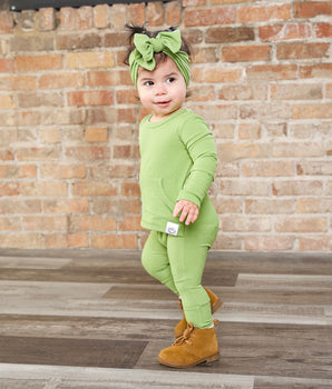 Front Opening Romper in Ribbed Mantis