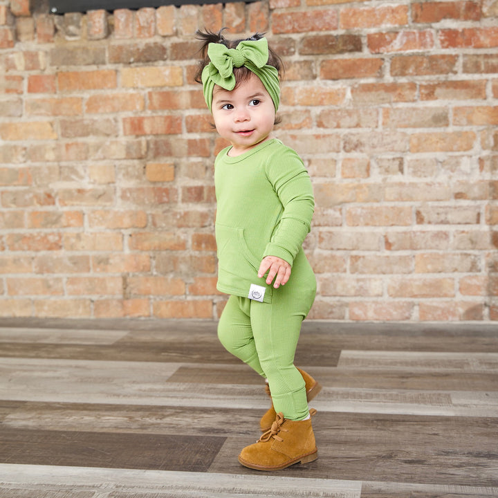 Front Opening Romper in Ribbed Mantis | Bamboo Viscose