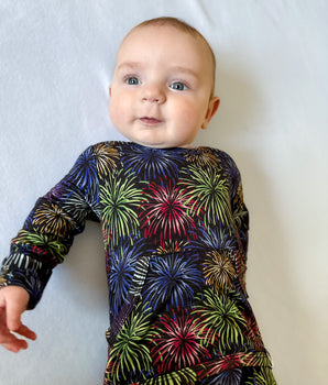 Front Opening Romper in Boom Baby
