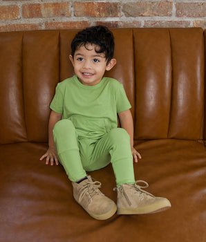 Front Opening Romper in Ribbed Mantis