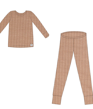 2 pc Loungewear Set in Sandstone | Ribbed Bamboo Viscose