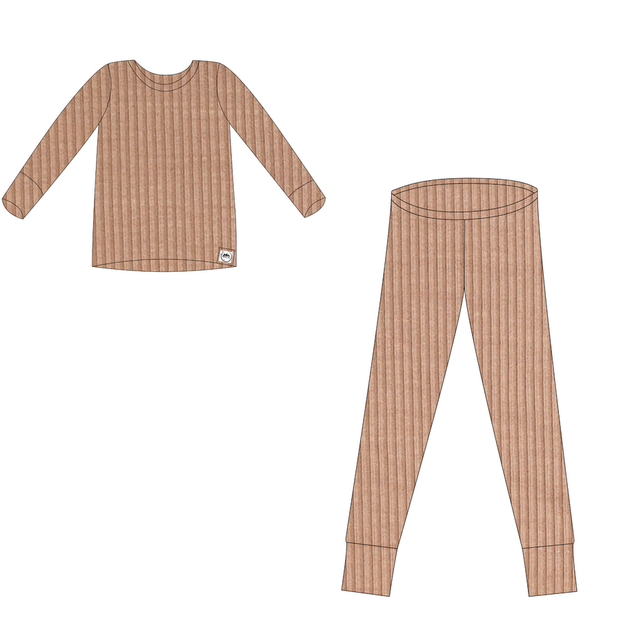 2 pc Loungewear Set in Sandstone | Ribbed Bamboo Viscose