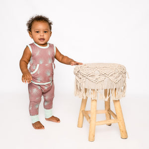 Front Opening Tank Romper in Dandelions | Bamboo Viscose