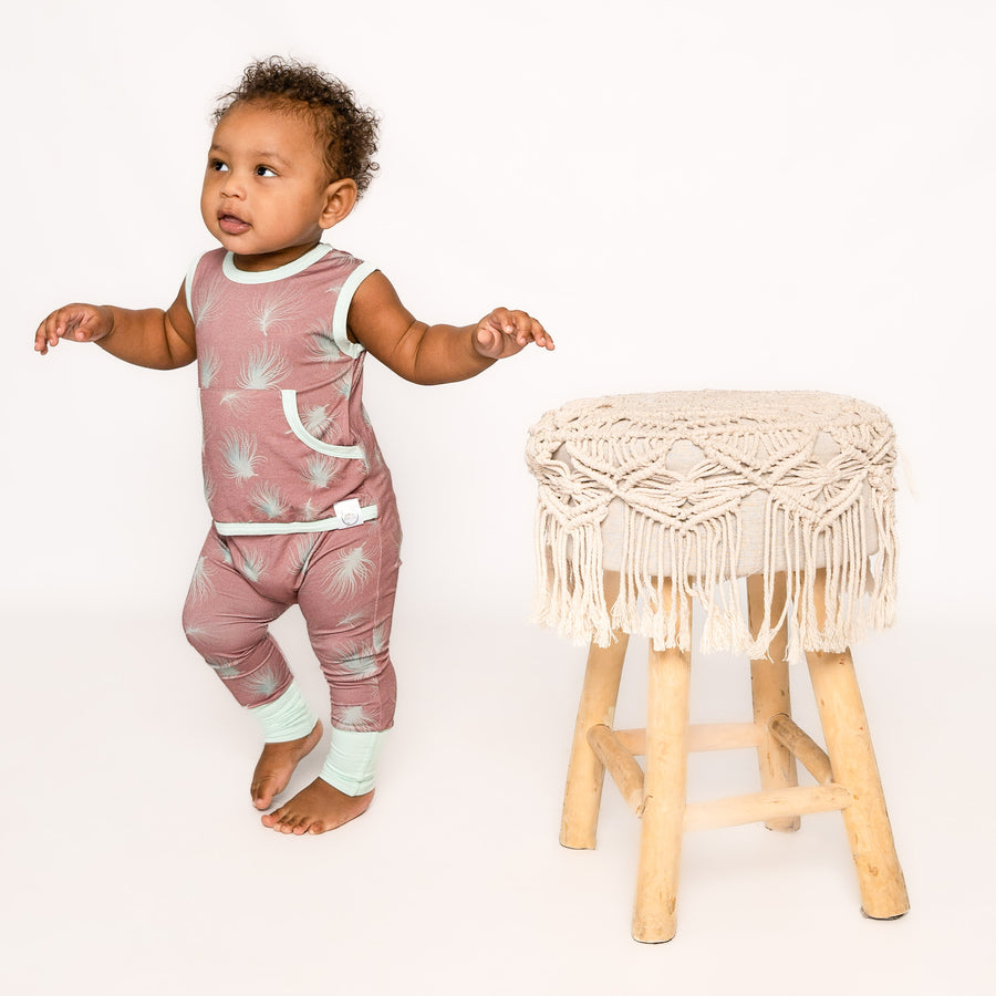 Front Opening Tank Romper in Dandelions | Bamboo Viscose