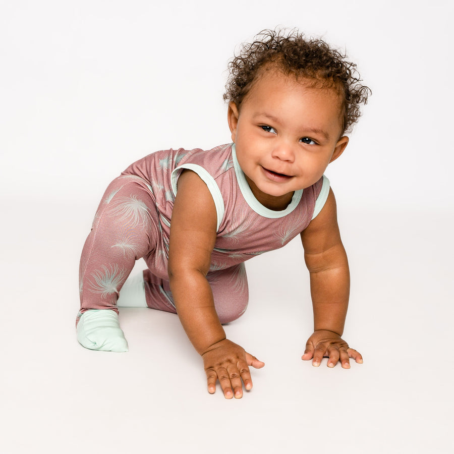 Front Opening Tank Romper in Dandelions | Bamboo Viscose