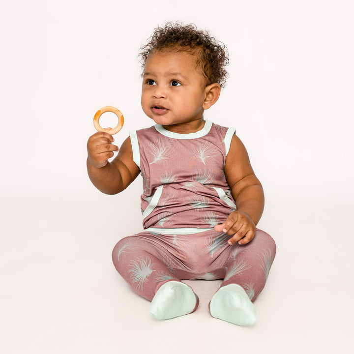 Front Opening Tank Romper in Dandelions | Bamboo Viscose
