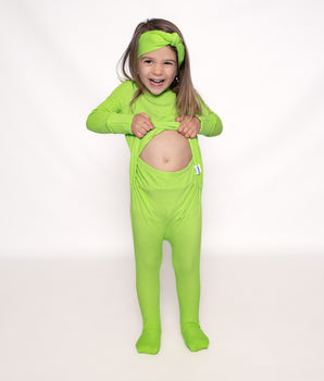Front Opening Romper in Lime