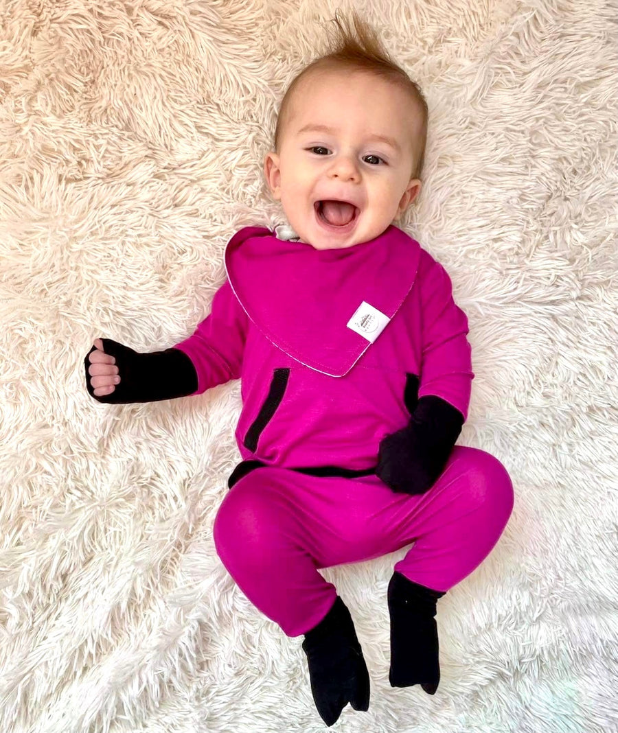 Front Opening Romper in Boysenberry | Bamboo Viscose