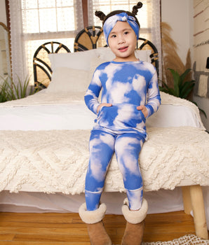 Front Opening Romper in Watching Clouds