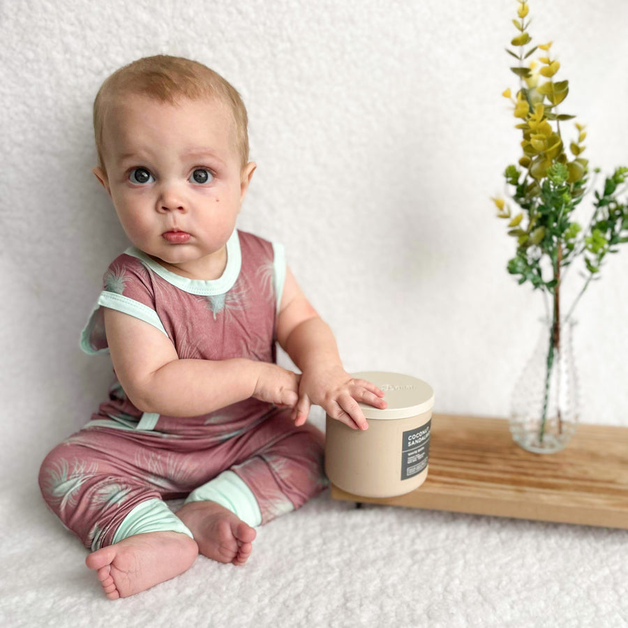 Front Opening Tank Romper in Dandelions | Bamboo Viscose