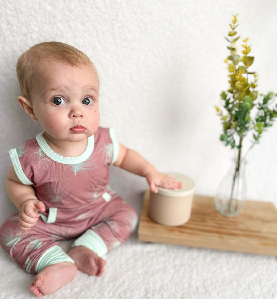 Front Opening Tank Romper in Dandelions | Bamboo Viscose