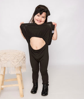 Front Opening Twirl Romper in Shadow