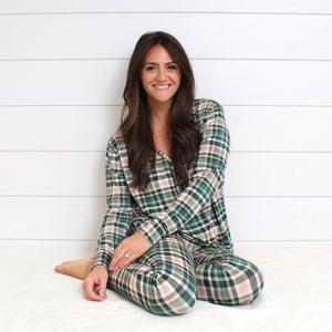 Women’s 2 pc Loungewear Set in Jaded Plaid | Bamboo Viscose