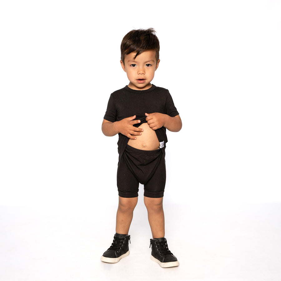 Front Opening Shortie Romper in Shadow | Bamboo Viscose