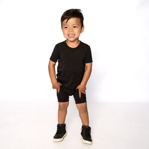 Front Opening Shortie Romper in Shadow | Bamboo Viscose