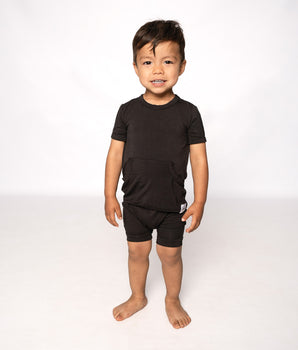 Front Opening Shortie Romper in Shadow | Bamboo Viscose