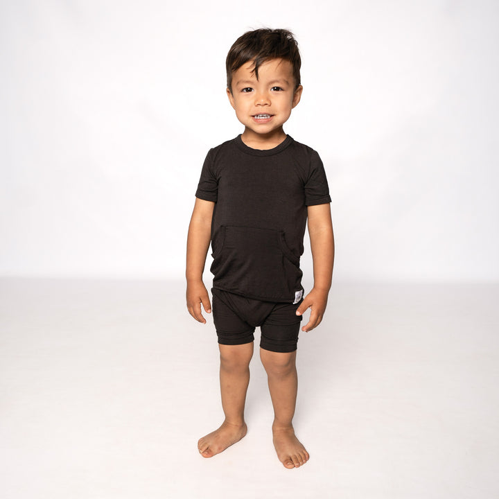 Front Opening Shortie Romper in Shadow | Bamboo Viscose