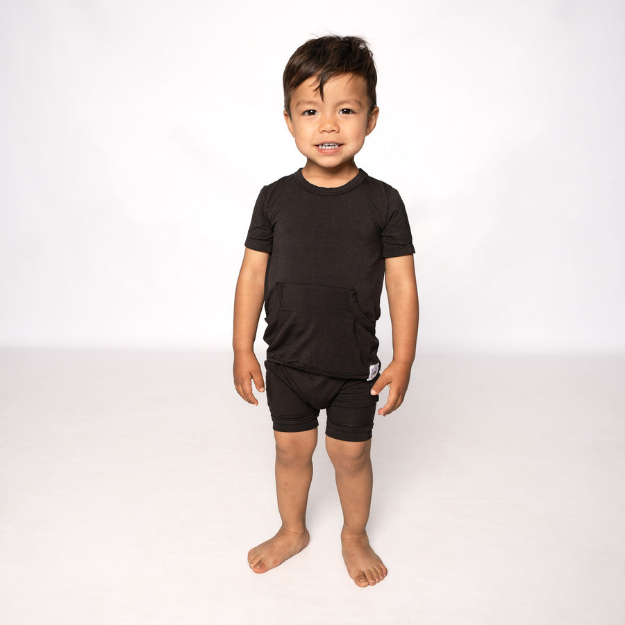 Front Opening Shortie Romper in Shadow | Bamboo Viscose