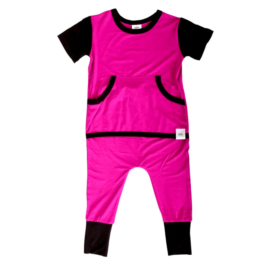 Front Opening Romper in Boysenberry | Bamboo Viscose