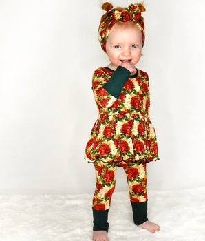 Front Opening Twirl Romper in Smell the Roses