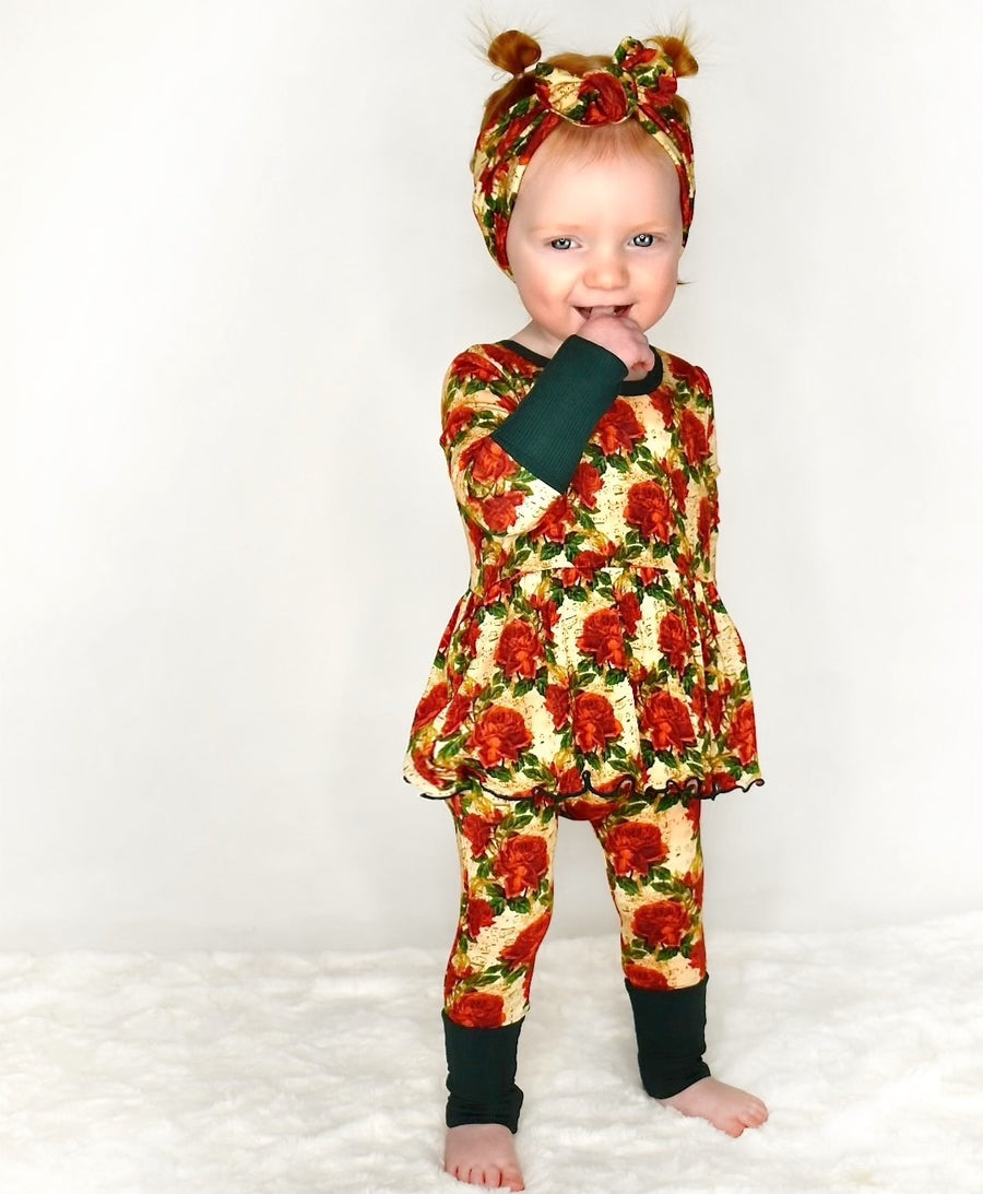 Front Opening Twirl Romper in Smell the Roses | Bamboo Viscose