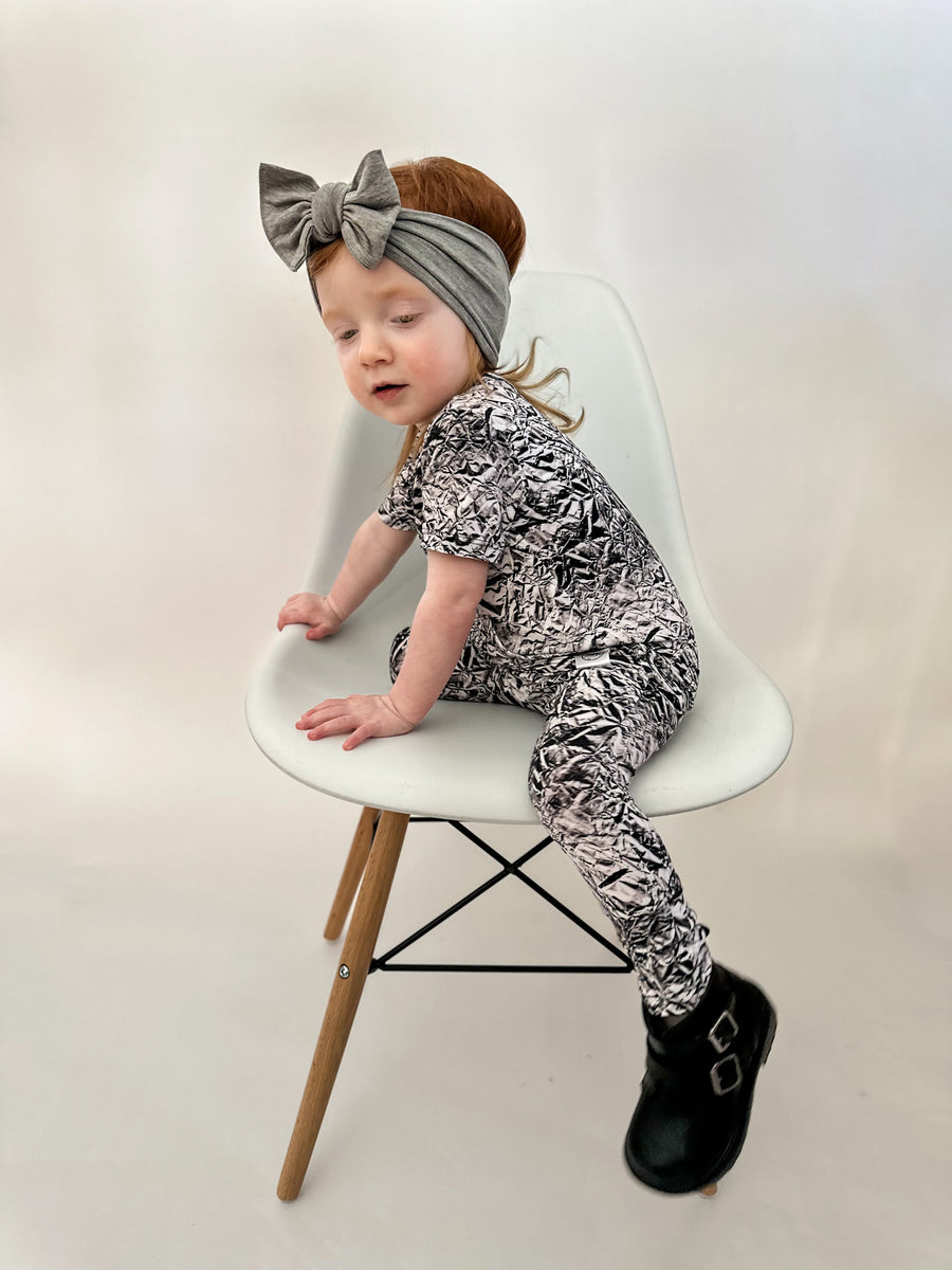 Front Opening Romper in Heavy Metal | Bamboo Viscose