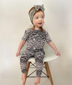Front Opening Romper in Heavy Metal