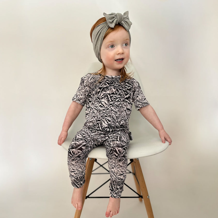 Front Opening Romper in Heavy Metal | Bamboo Viscose