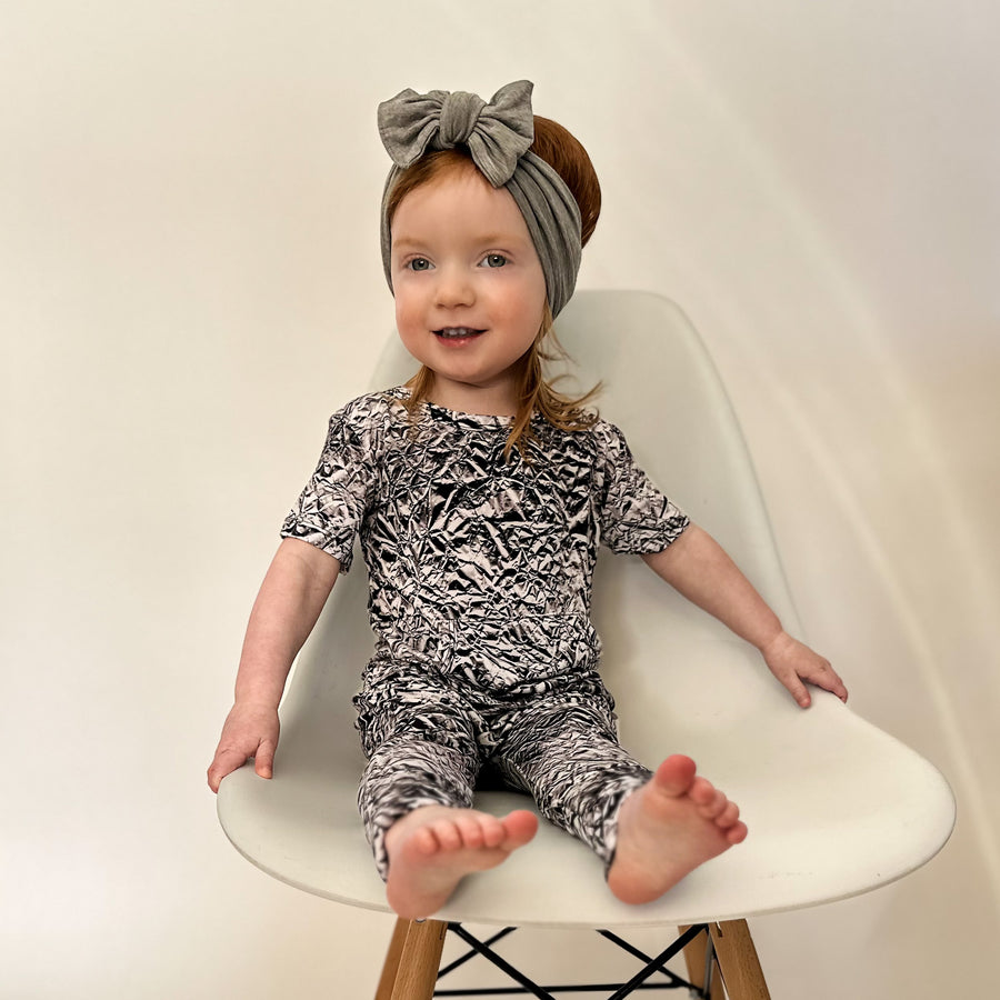 Front Opening Romper in Heavy Metal | Bamboo Viscose