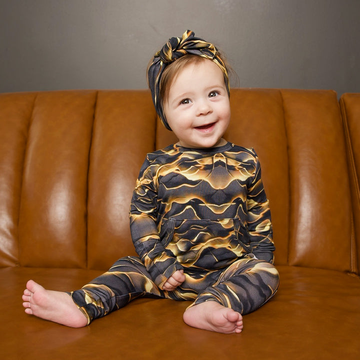 Front Opening Romper in Desert Flame | Bamboo Viscose Romper