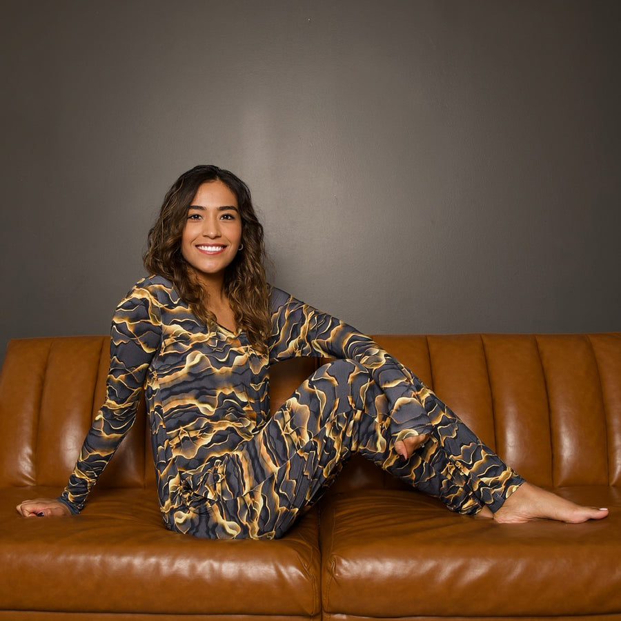Women's One-Piece Lounger in Desert Flames | Bamboo Viscose
