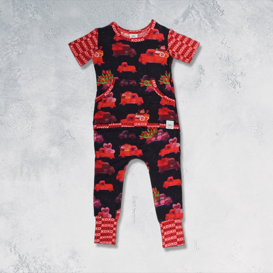 Front Opening Romper in Loads of Love | Bamboo Viscose
