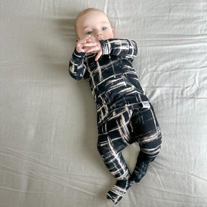 Front Opening Romper in Chalk It Up | Bamboo Viscose Romper