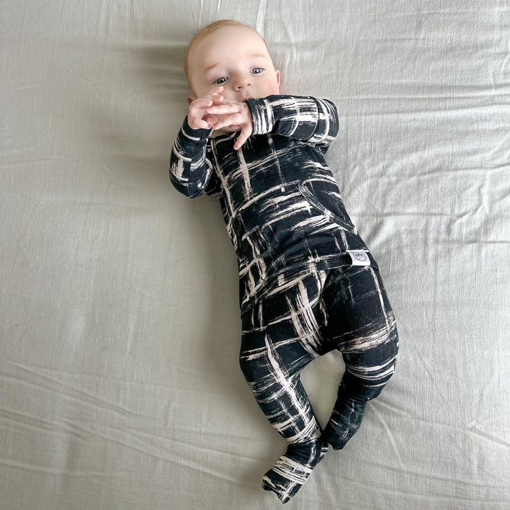 Front Opening Romper in Chalk It Up | Bamboo Viscose Romper
