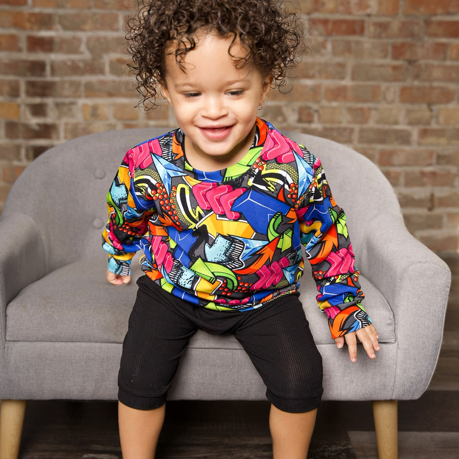 Crew Neck Sweater in Graffiti Way | Bamboo Viscose