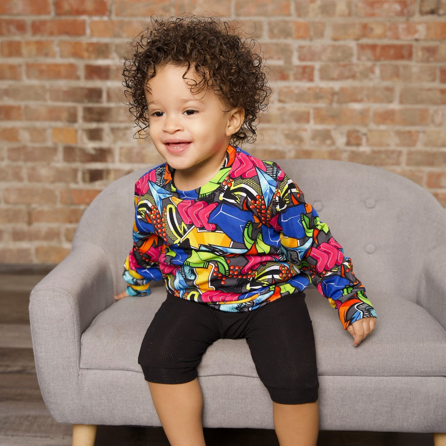 Crew Neck Sweater in Graffiti Way | Bamboo Viscose