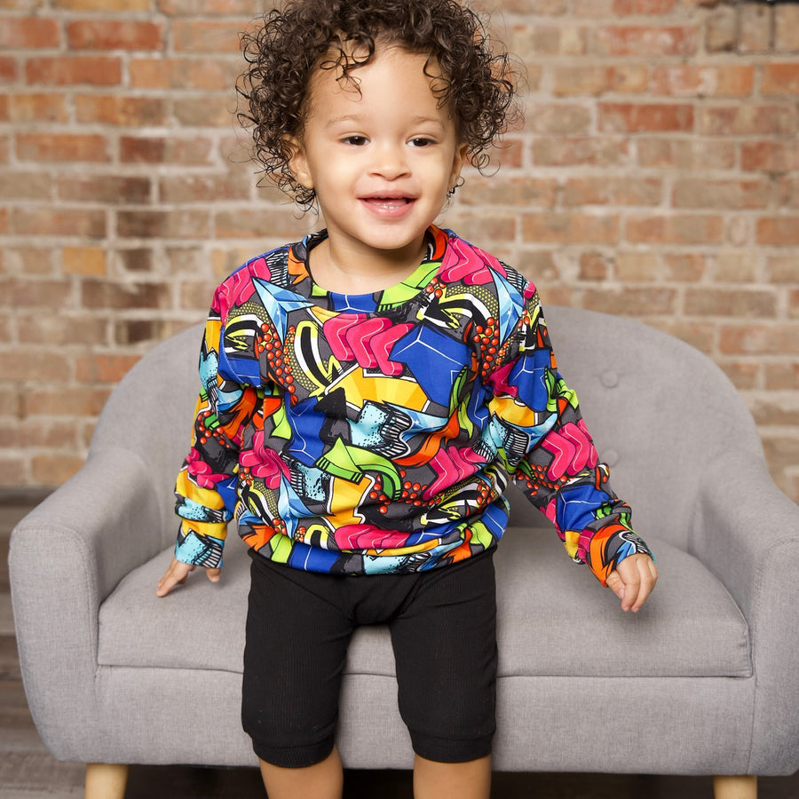 Crew Neck Sweater in Graffiti Way | Bamboo Viscose