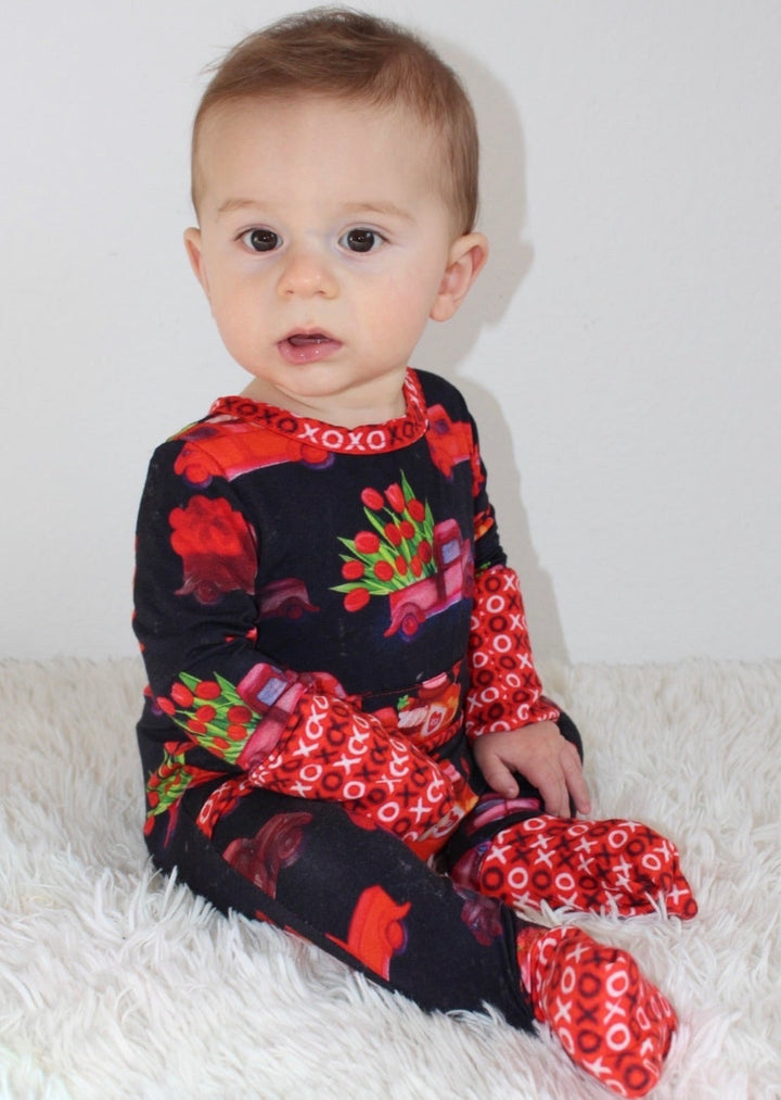 Front Opening Romper in Loads of Love | Bamboo Viscose