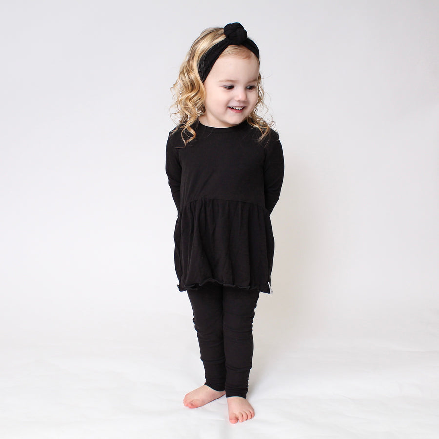 Front Opening Twirl Romper in Essential Midnight | Ribbed Bamboo Viscose