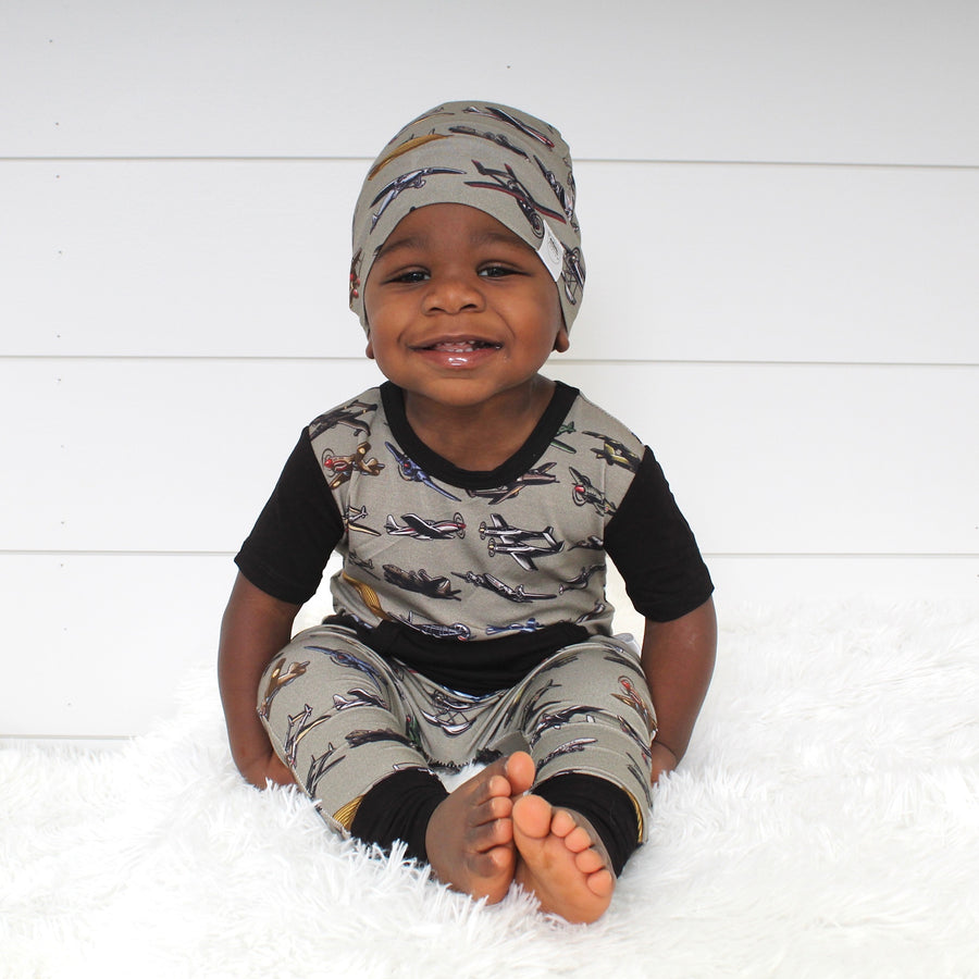 Beanie in Vintage Planes | Bamboo Viscose