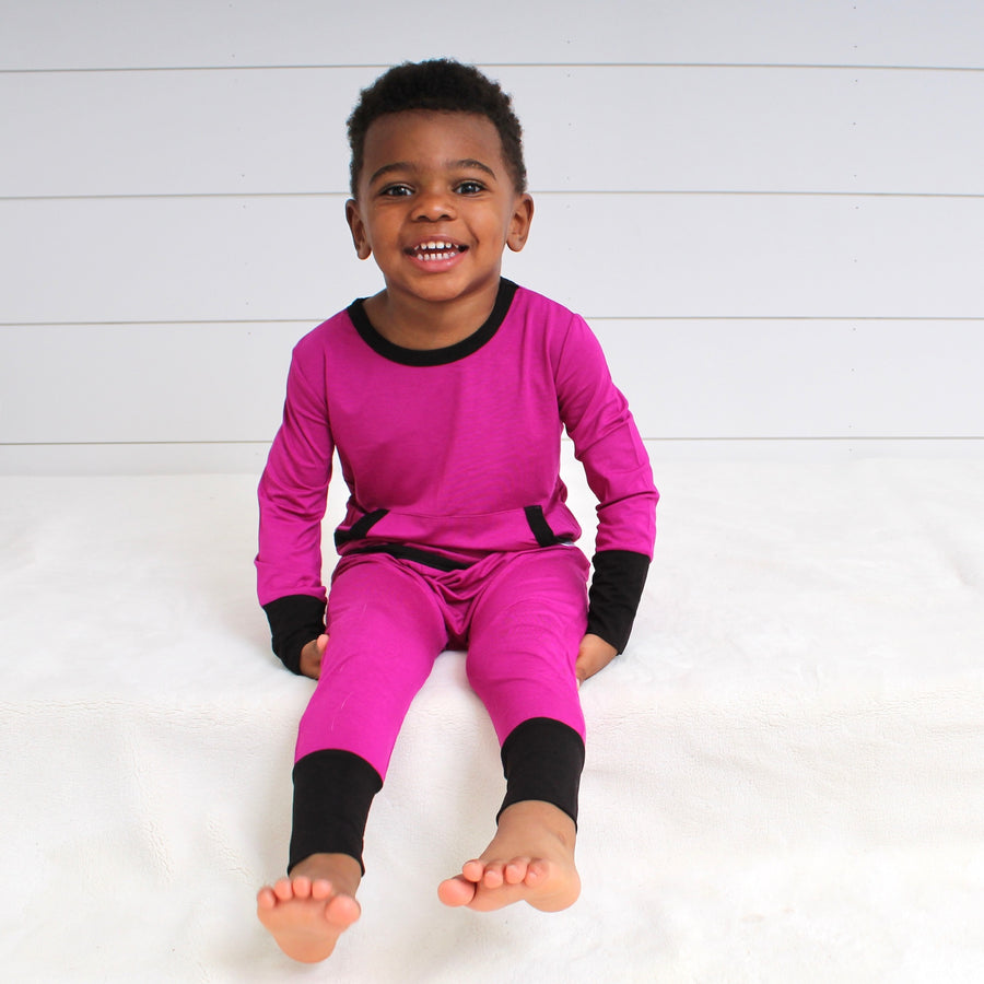 Front Opening Romper in Boysenberry | Bamboo Viscose