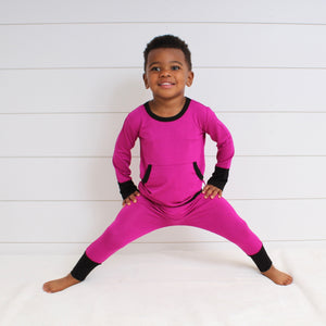 Front Opening Romper in Boysenberry | Bamboo Viscose