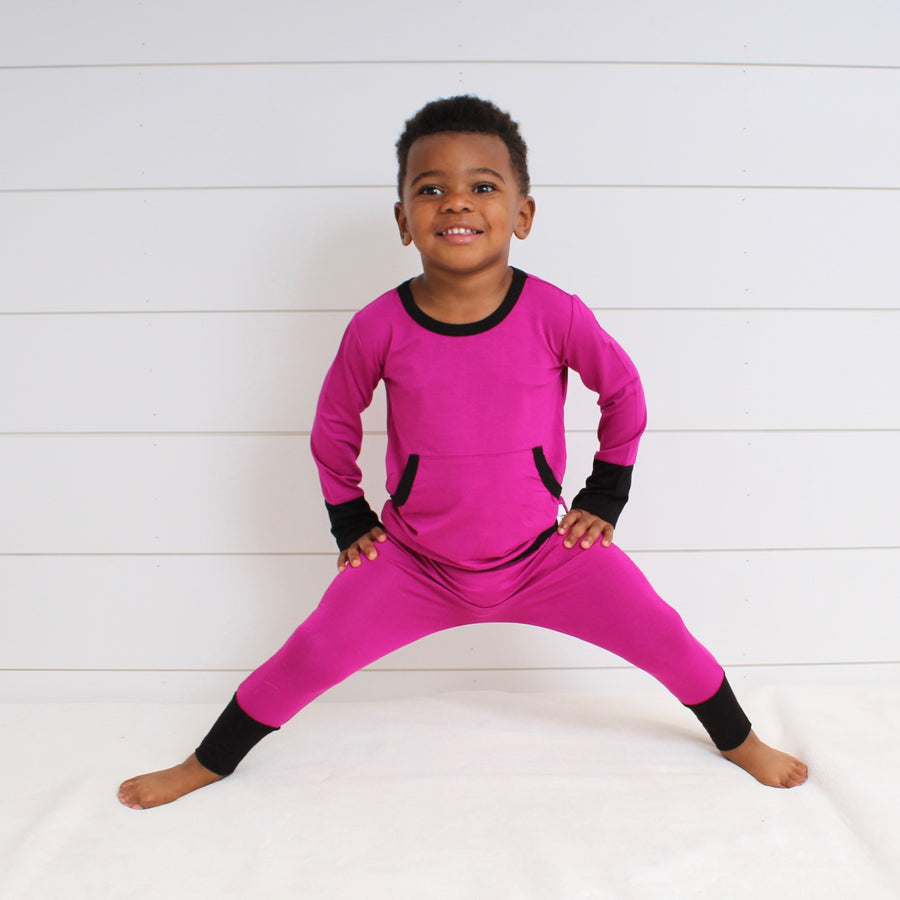 Front Opening Romper in Boysenberry | Bamboo Viscose